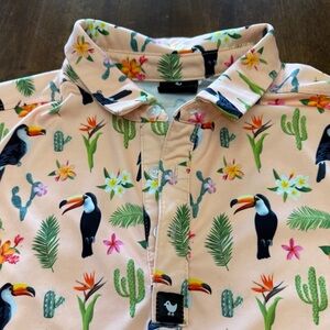 Men’s Bad Birdie tropical toucan Golf polo RN#88189 Medium